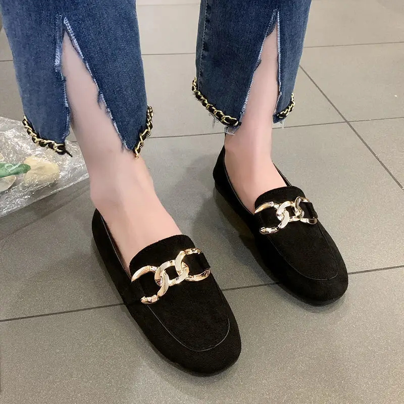 Women Shoes Quick Delivery - レディースフラットシューズ スリッポン ラウンドトゥ ローヒール エレガント ブラック