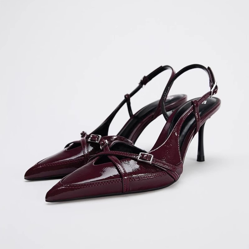 Women'S Shoes Size 40 In Us - スリングバックレディースシューズ ストリートスタイル セクシーバックルストラップ レディースサンダル パンプス エレガント