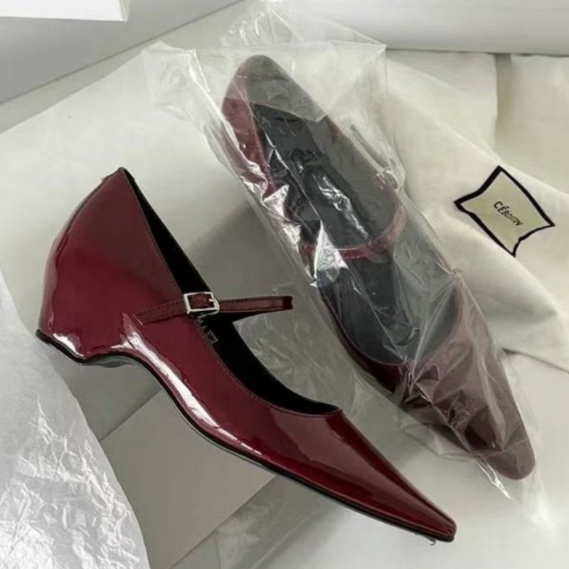 Shoes Women Pumps - 2026 新着甘いエレガントな靴女性ウェッジヒールメアリージェーンシューズポインテッドトゥ婦人靴メタルバックルトリムサンダル 5413