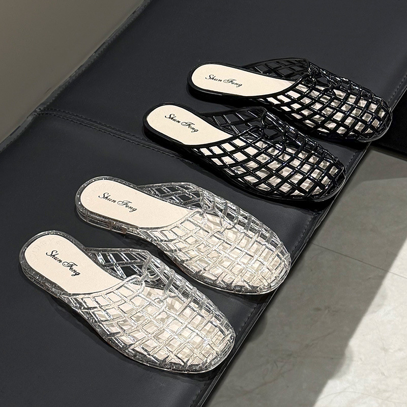 Women Shoes Model - 女性用スリッパ夏用通気性のある女性用クールサンダル夏用キラキラフラット中空多用途フード付きクールサンダル女性用