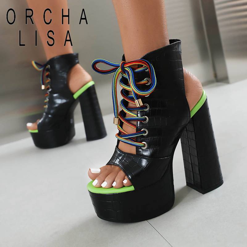 Women'S Shoes Size 40 In Us - ORCHA LISA 高級女性サンダルプラットフォームヒル 5 センチメートルレースローマの靴ビッグサイズ 40