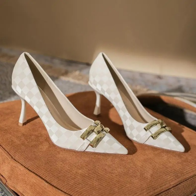 Women Shoes Quick Delivery - オフィスミディアムヒール黒の靴女性のための 2024 ホワイト高級レザーカジュアルフォーマルレディース夏の靴短納期 A
