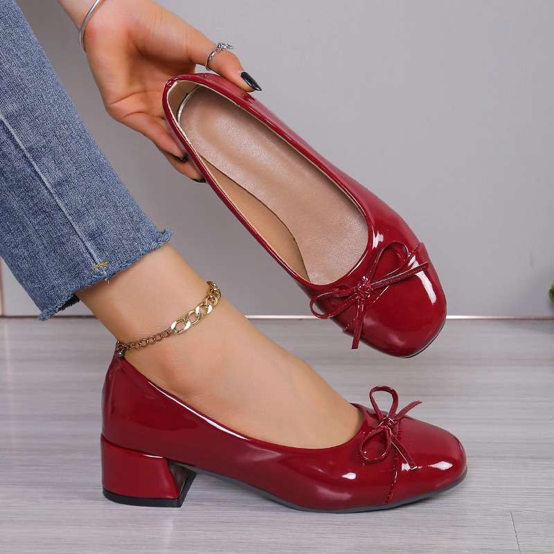 Shoes Women Pumps - 2026 靴女性パンプスプラットフォームヒール女性ラウンドトゥボウノット甘いバレエシューズオフィス女性メアリージェーン靴 Zapatos De Mujer