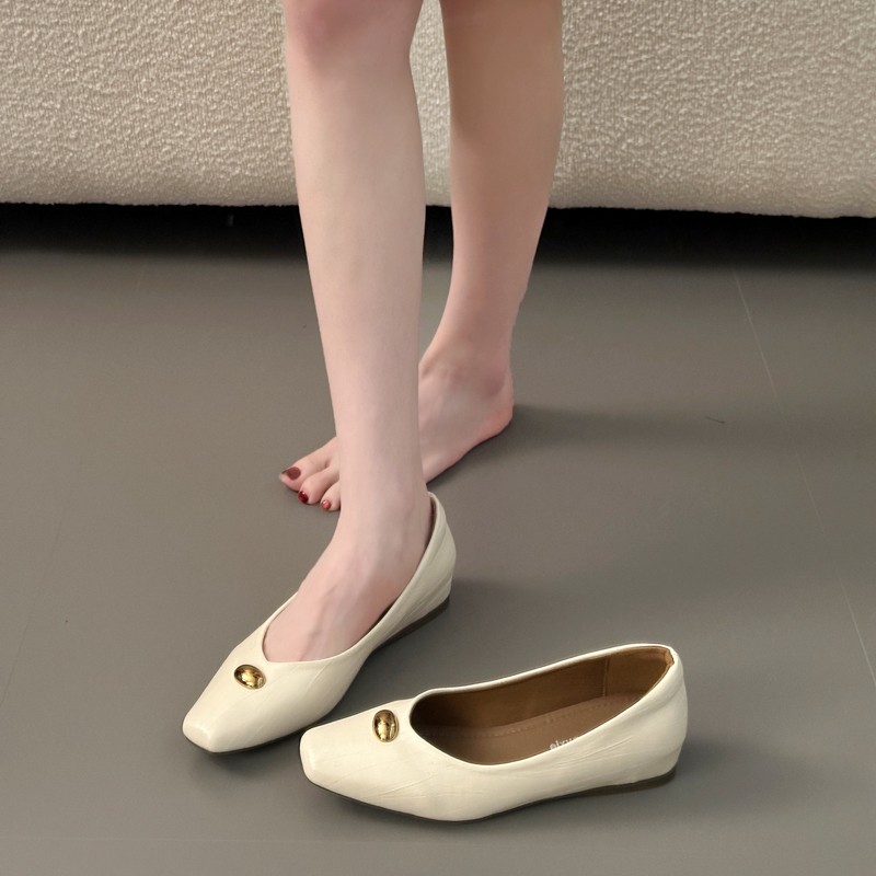 Shoes For Women Flats - シープスキンレザーフラットシューズ 2026 ボウバレエ ラウンドトゥシューズ