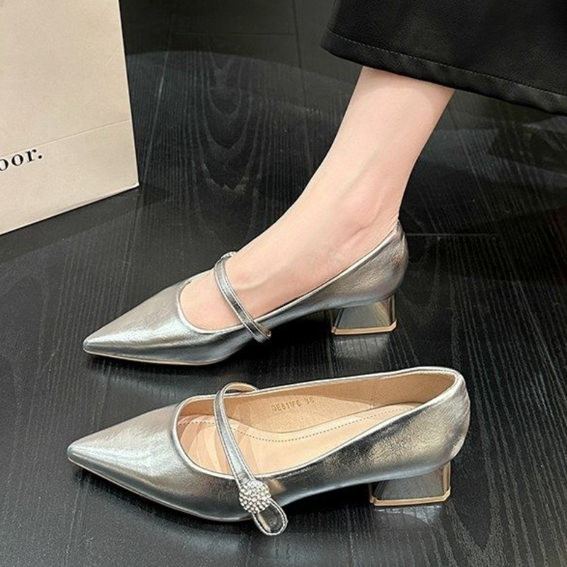 Women Shoes Quick Delivery - ポインテッドトゥミディアムヒールの女性のメリージェーンシューズ春と秋のレディースパンプス短納期高品質の若い靴