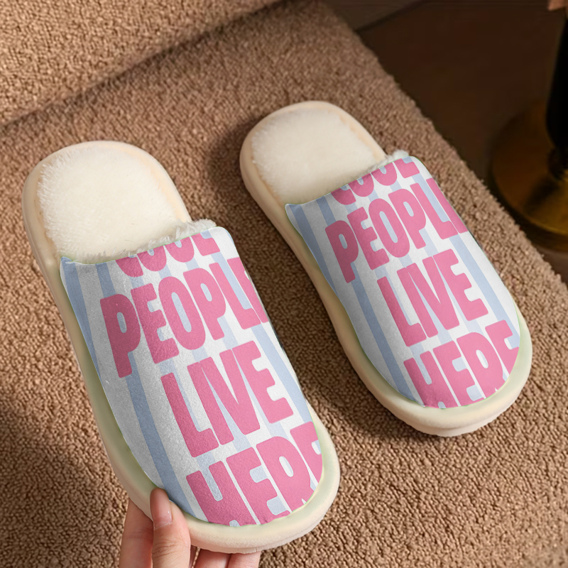 Women Shoes Quote - クールなデザインの高級プラッシュスリッパ 男女兼用 冬用 暖かい 室内用 ホームシューズ
