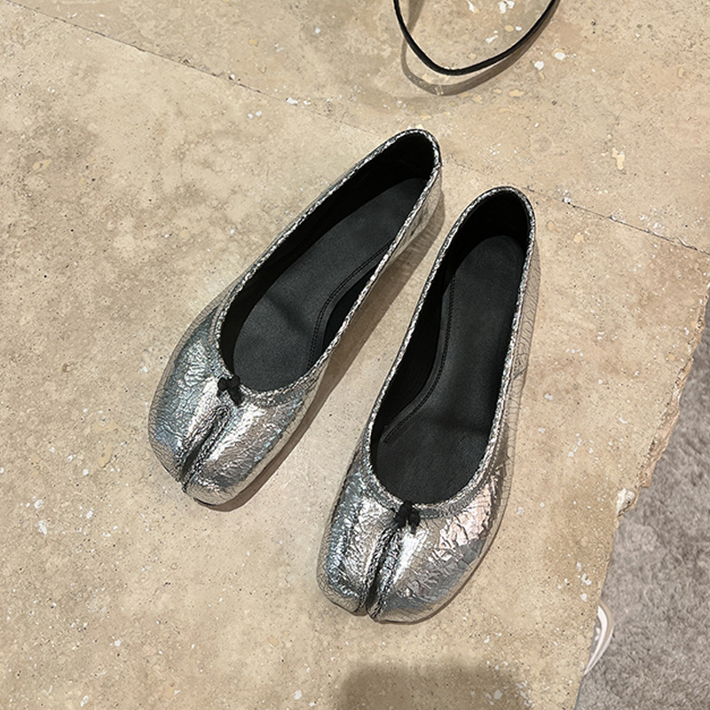Shoes For Women Flats - レディースヴィンテージスプリットトゥメリージェーンフラットシューズソフトソールレザーローファーシューズ女性用デイリーウォーキングシューズサンダル