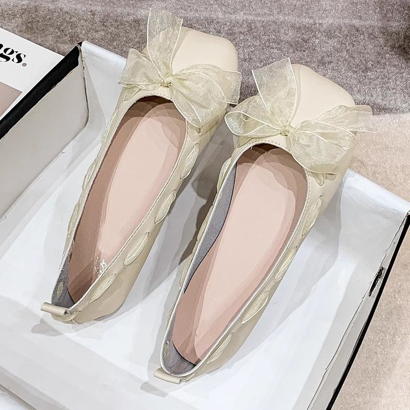 Women Shoes Quick Delivery - 女性フラットスクエアトゥモカシン弓メリージェーン靴女性のための短納期低価格若い卸売エレガントなドレス 39