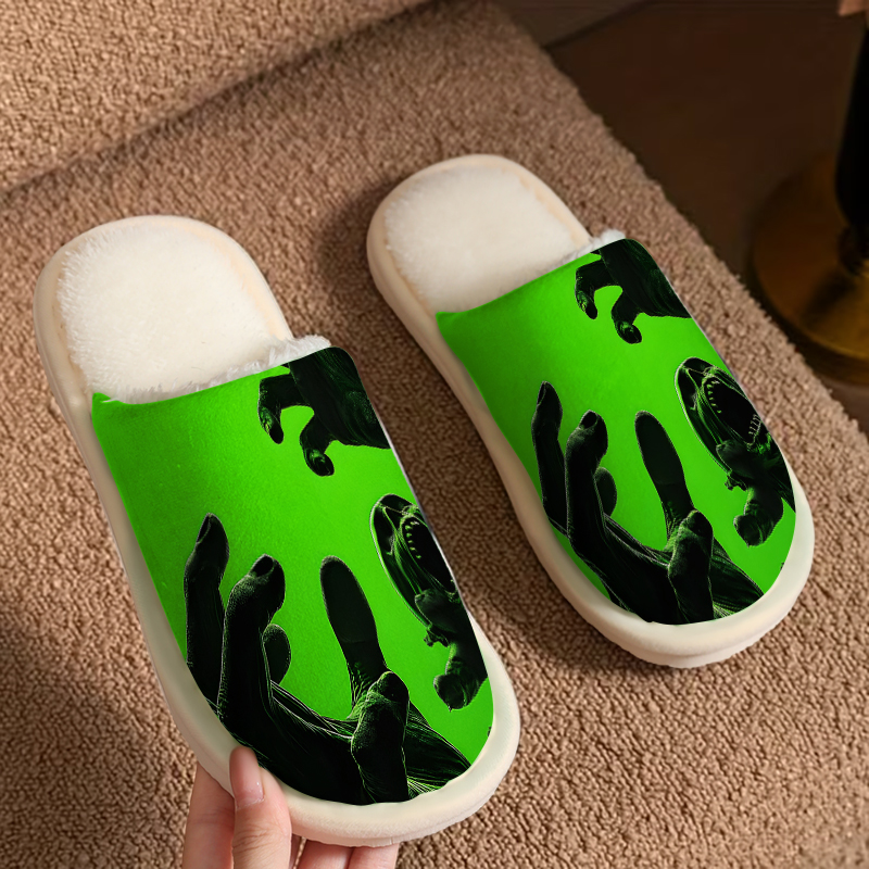 Women'S Shoes Hands Free - グリーンゾンビハンドラグジュアリープラッシュスリッパ メンズ レディース 冬用 暖かい 室内用