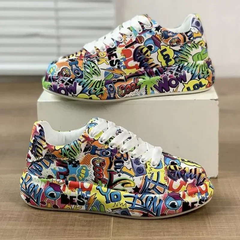 Women'S Shoes Hands Free - 女性用の厚底スポーツシューズ,グラフィティデザインの女性用スポーツシューズ,カジュアル,アウトドア,ラージサイズ43
