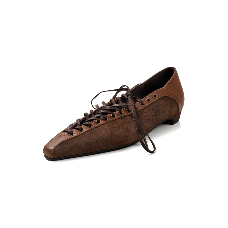 女性の新しい春と秋の革製ポインテッドレースアップ快適なローヒ - Shoes Women Pumps のレビューと価格