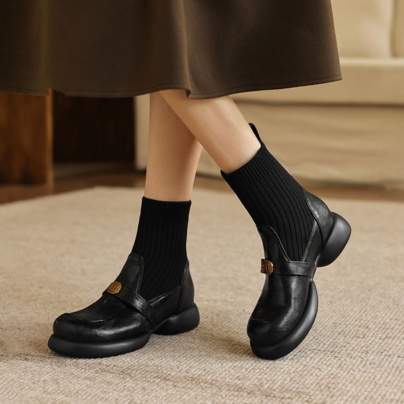 新しい秋冬の女性用ブラウンブーツ、レディース用ラウンドトゥフ - Women'S Shoes Size 40 In Us のレビューと価格