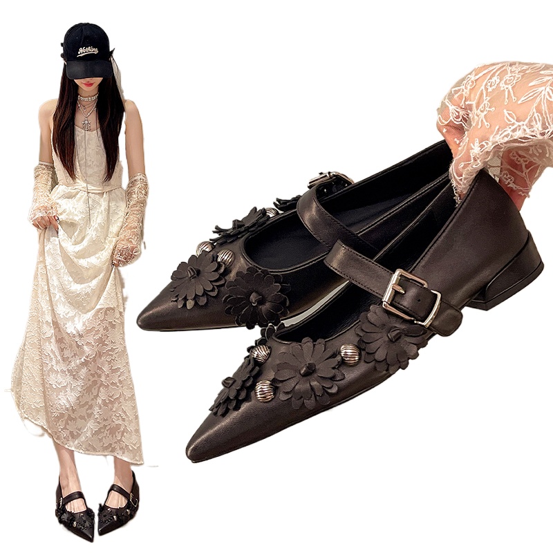 メタルリベットバックルストラップ付きソフトレザーカジュアルド - Shoes For Women Flats のレビューと価格