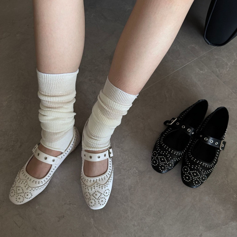 レトロリベットバックルデザインフラットシューズ レディース  - Shoes For Women Flats のレビューと価格