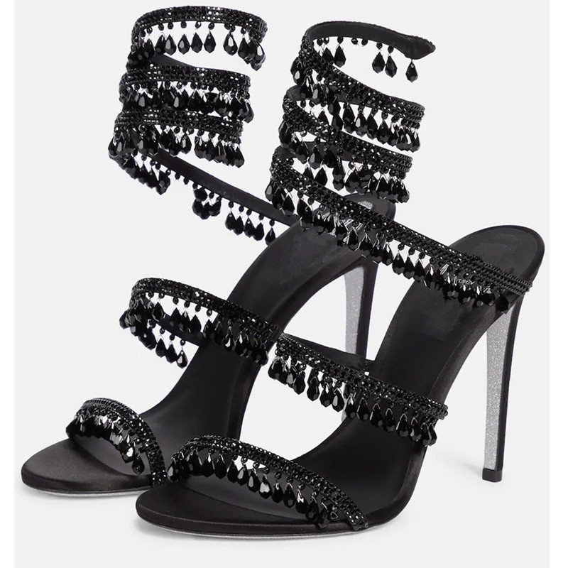 セクシーなグリーンクリスタルフリンジスティレットサンダル女性 - Rhinestone Sandal Women のレビューと価格