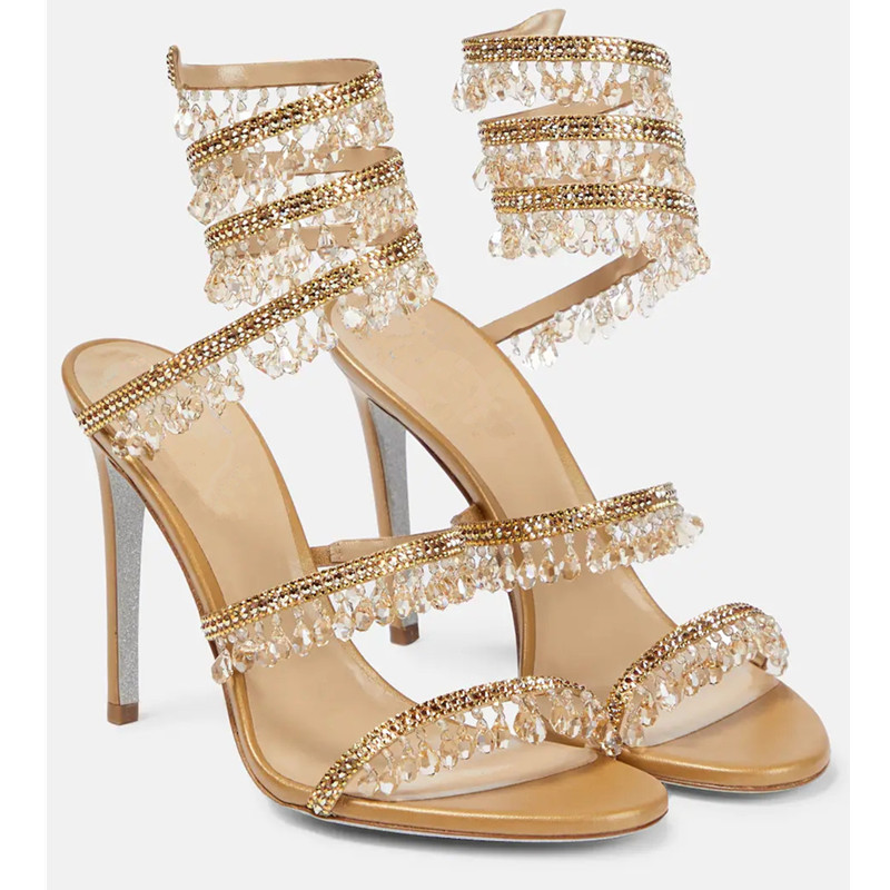 セクシーなグリーンクリスタルフリンジスティレットサンダル女性 - Rhinestone Sandal Women のレビューと価格