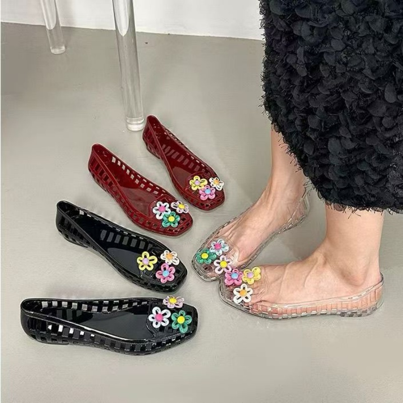 中空かわいいドーパミンシューズシックな手作りフラワーゼリーシ - Women Shoes Model のレビューと価格