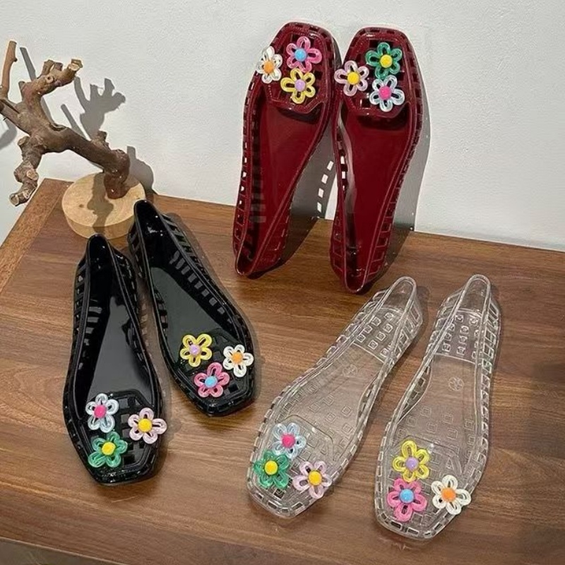 中空かわいいドーパミンシューズシックな手作りフラワーゼリーシ - Women Shoes Model のレビューと価格