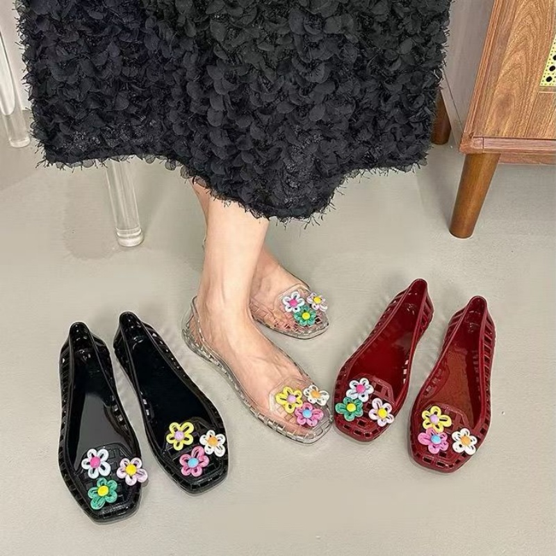 中空かわいいドーパミンシューズシックな手作りフラワーゼリーシ - Women Shoes Model のレビューと価格