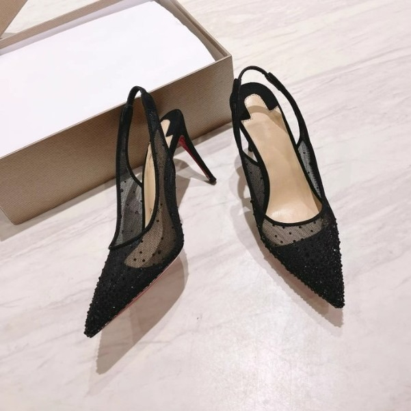 メッシュラインストーン付きリアオープンスティレットヒールレデ - Rhinestone Sandal Women のレビューと価格
