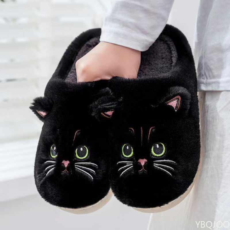 新しい秋冬綿スリッパ男性と女性のカップル漫画子猫屋内ぬいぐる - Women'S Shoes To Men'S のレビューと価格