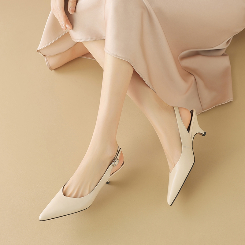 Meotina 女性本革スリングバックパンプスポインテッドト - Women'S Shoes Size 40 In Us のレビューと価格