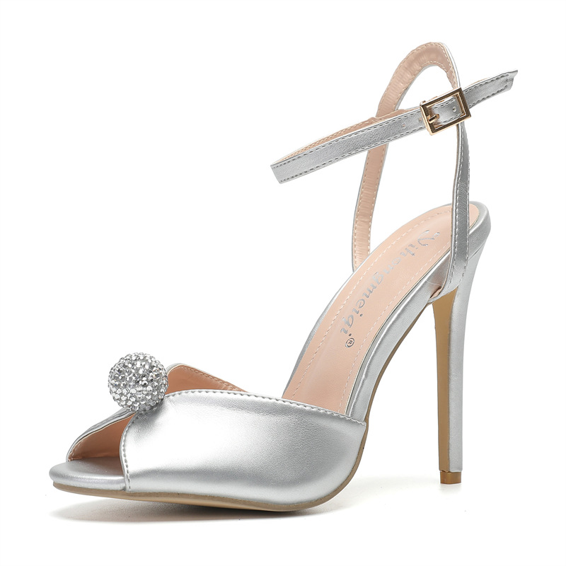 新しいラグジュアリーパールラインストーンピープトゥレディース - Rhinestone Sandal Women のレビューと価格