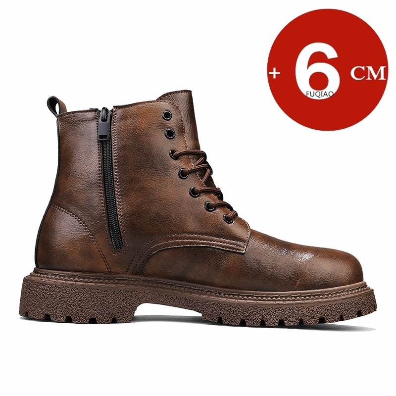 6cm身長アップ効果のあるメンズブーツ、レザー製、アウトドア - Suede Ankle Boot のレビューと価格