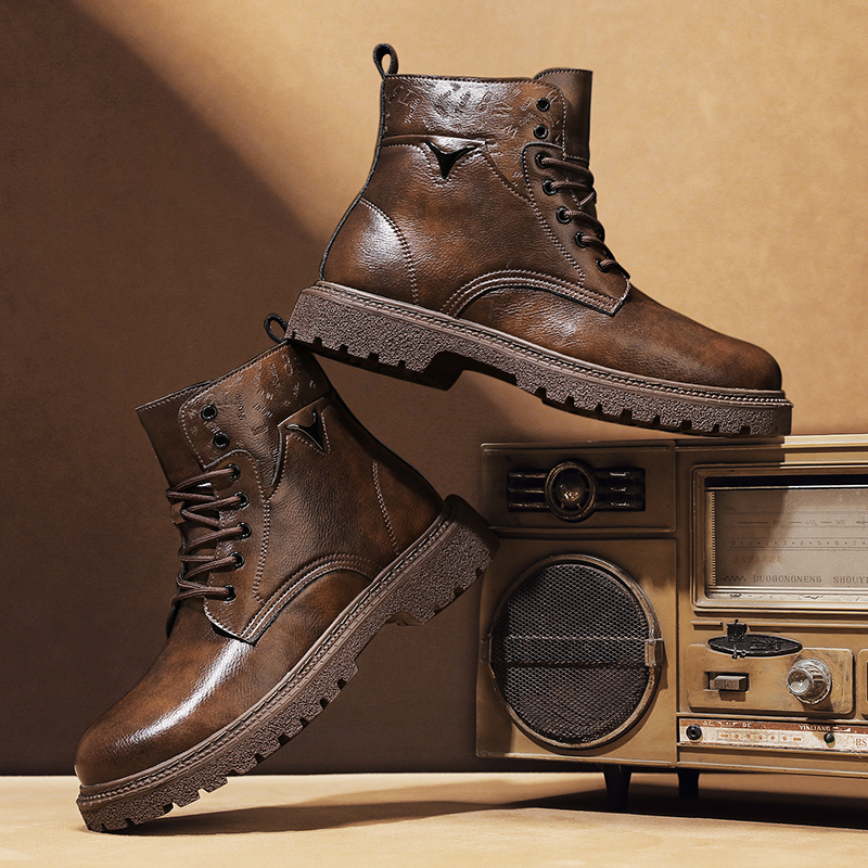 6cm身長アップ効果のあるメンズブーツ、レザー製、アウトドア - Suede Ankle Boot のレビューと価格