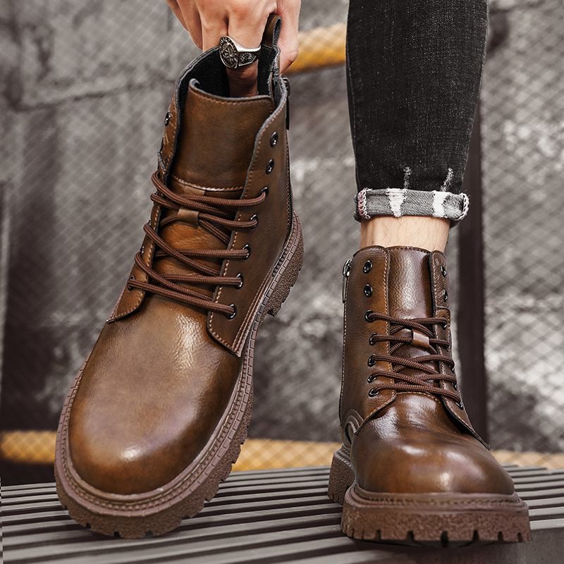 6cm身長アップ効果のあるメンズブーツ、レザー製、アウトドア - Suede Ankle Boot のレビューと価格