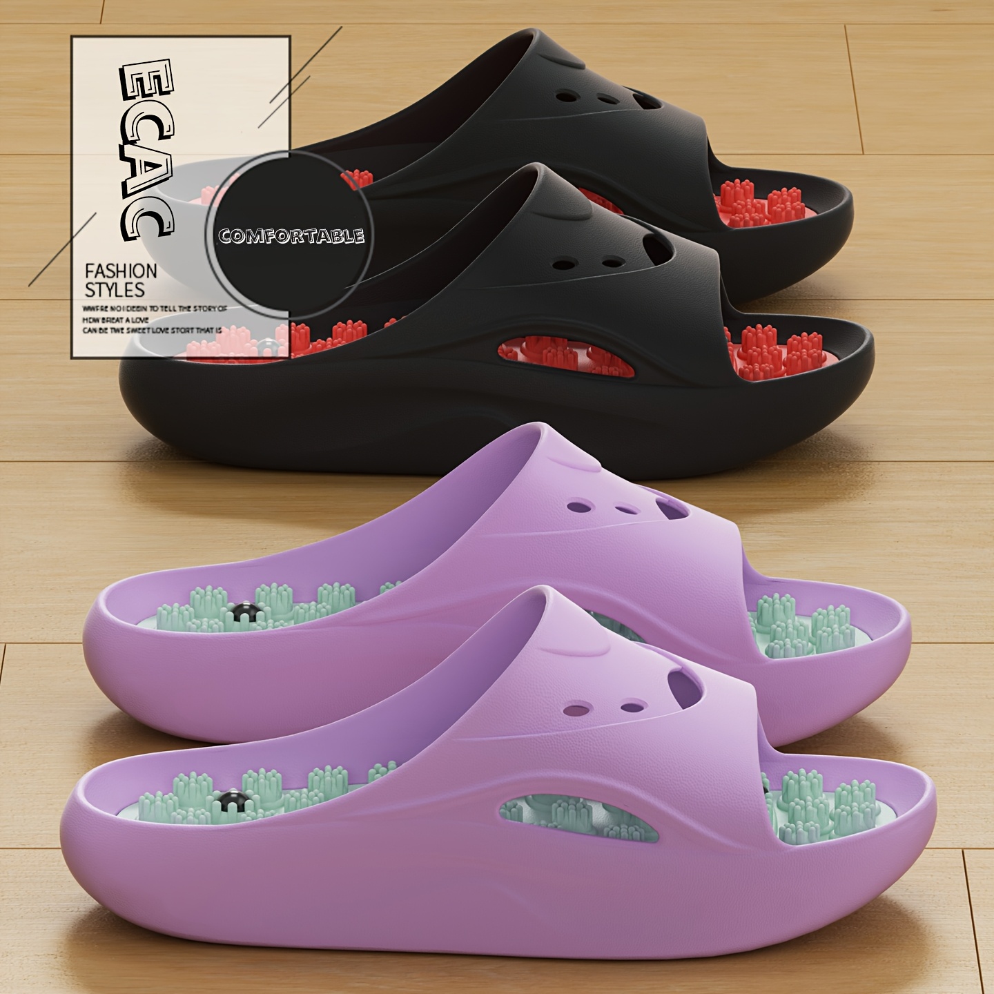 女性男性用EVAマッサージスリッパ厚底バスルームスライド滑り - Women'S Shoes To Men'S のレビューと価格