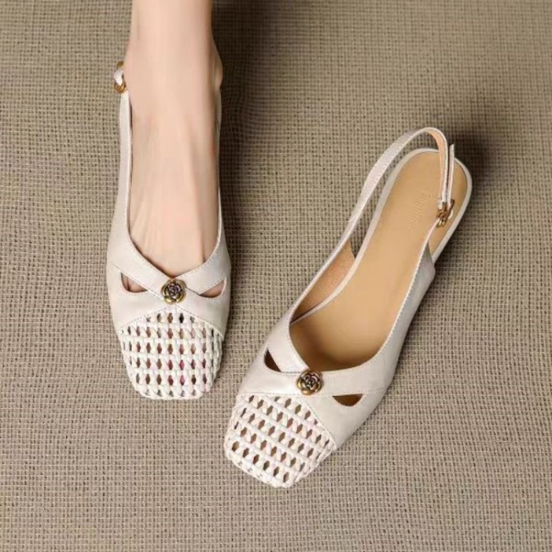 レディース フレンチスタイル クローズドトゥ サンダル、チャ - Shoes For Women Flats のレビューと価格