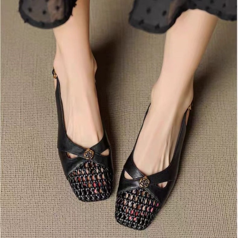 レディース フレンチスタイル クローズドトゥ サンダル、チャ - Shoes For Women Flats のレビューと価格