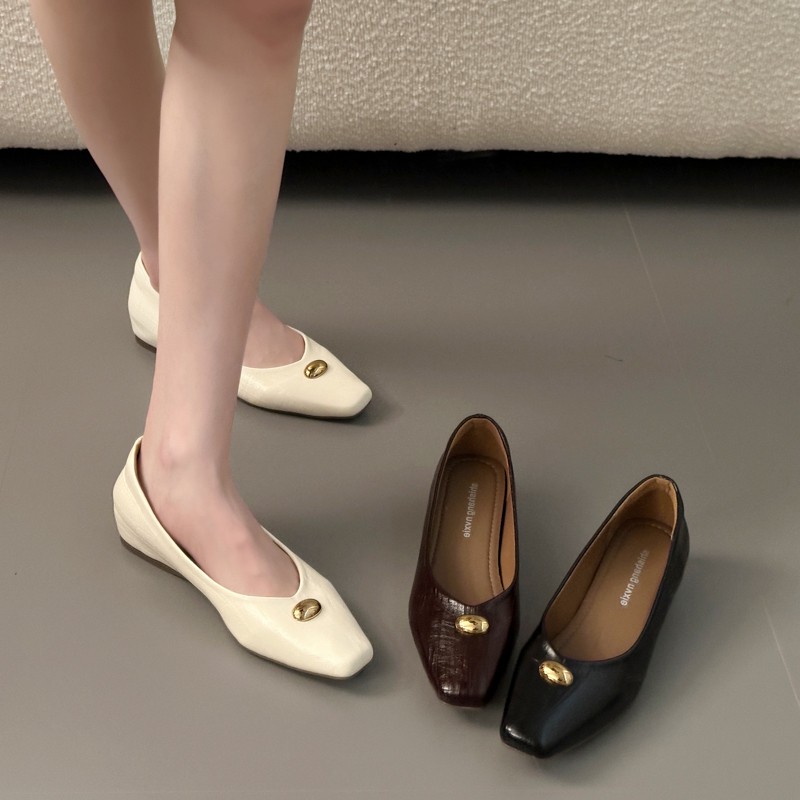 シープスキンレザーフラットシューズ 2026 ボウバレエ ラ - Shoes For Women Flats のレビューと価格