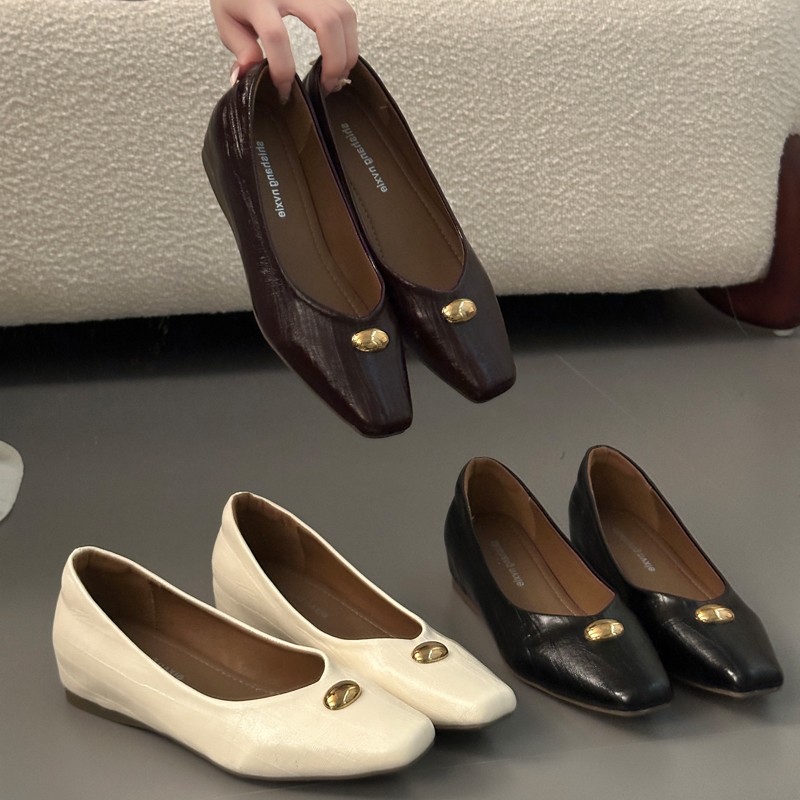 シープスキンレザーフラットシューズ 2026 ボウバレエ ラ - Shoes For Women Flats のレビューと価格