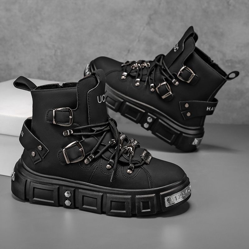 オリジナルブランドブーツ男性用パンクプラットフォームレッドト - Suede Ankle Boot のレビューと価格