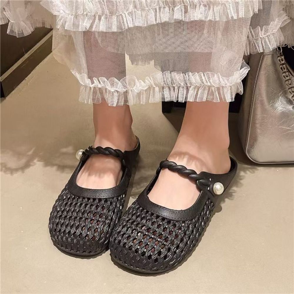 通気性のある包頭ハーフスリッパ中空オールマッチ通気性サンダル - Women'S Shoes Hands Free のレビューと価格