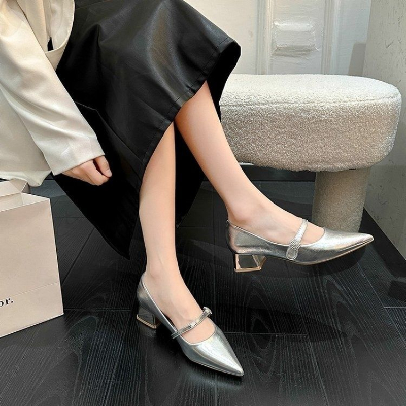 ポインテッドトゥミディアムヒールの女性のメリージェーンシュー - Women Shoes Quick Delivery のレビューと価格