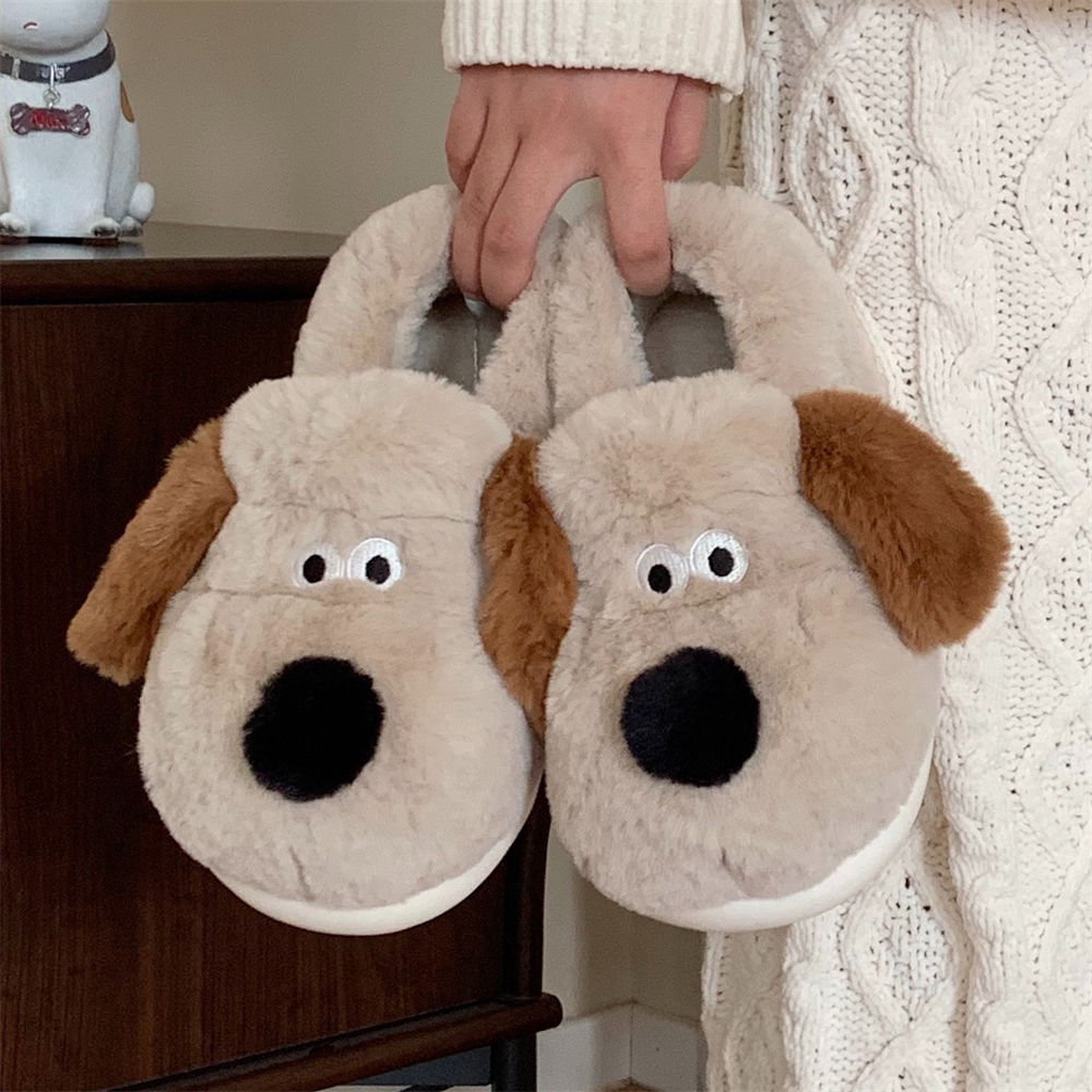 Size36-45抱擁犬スリッパ女の子ふわふわ暖かいスライド - Women Shoes For Winter のレビューと価格