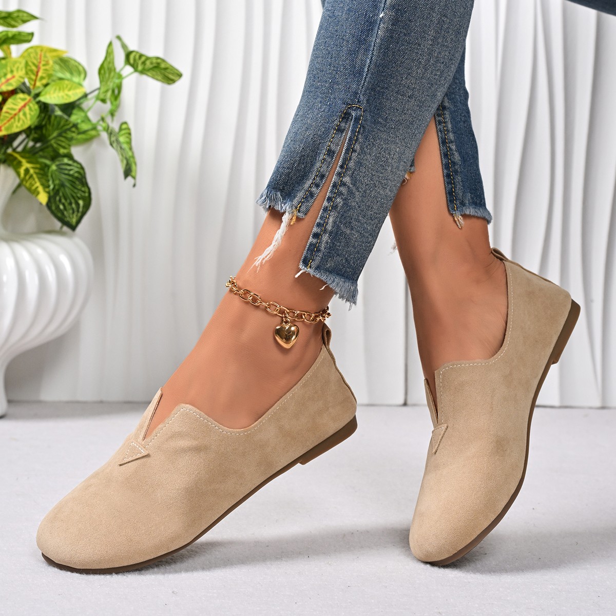 女性のフラットシューズ スリッポン ラウンドトゥ ローヒール - Women Shoes Quick Delivery のレビューと価格