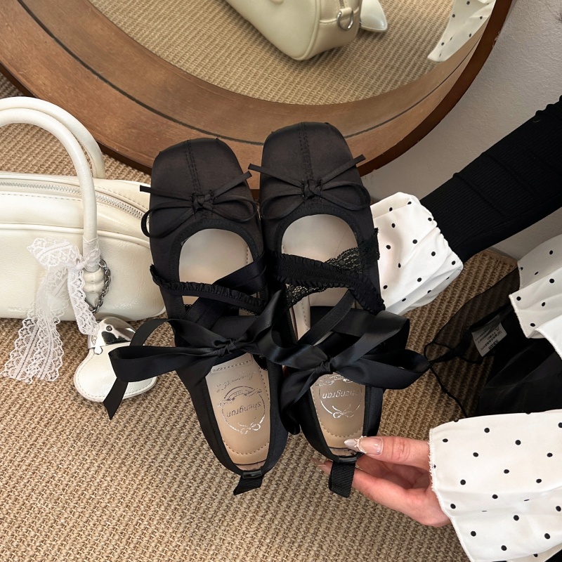 新作春快適レースアップバレエスクエアトゥローカットフラットシ - Shoes Women Pumps のレビューと価格