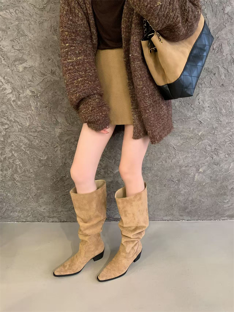 ZAROY 冬ポインテッドトゥニーハイブーツ女性デザイナース - Wide Fit Heels のレビューと価格