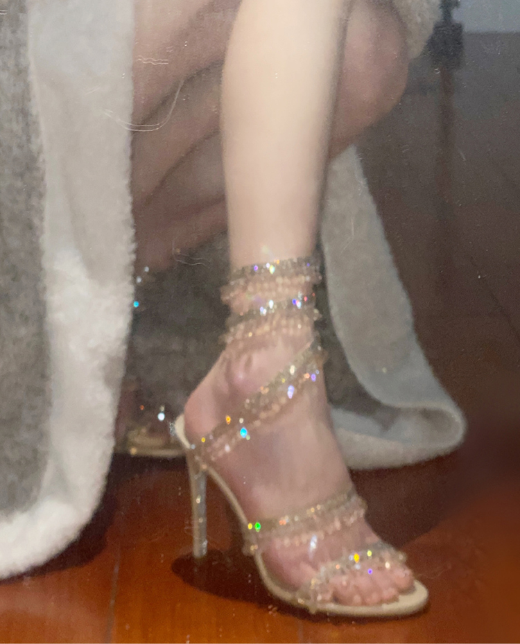 サマーシャイナークリスタルドロップハイヒールサンダルヘビのよ - Rhinestone Sandal Women のレビューと価格