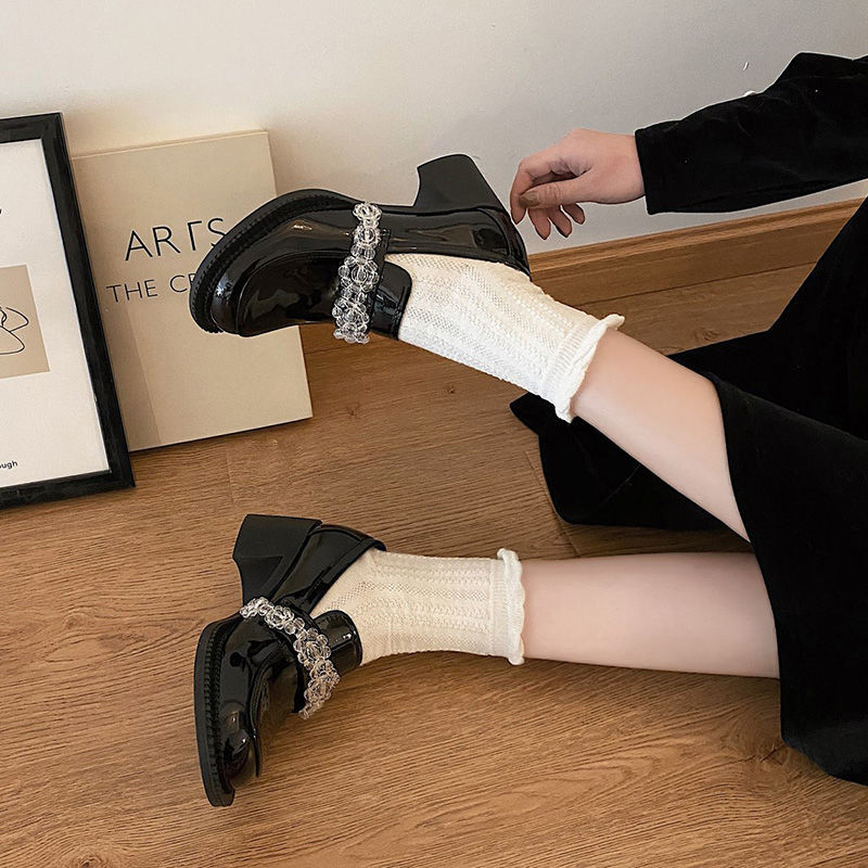 ラインストーンの女性のメリージェーンシューズブラックラウンド - Women Shoes Quick Delivery のレビューと価格