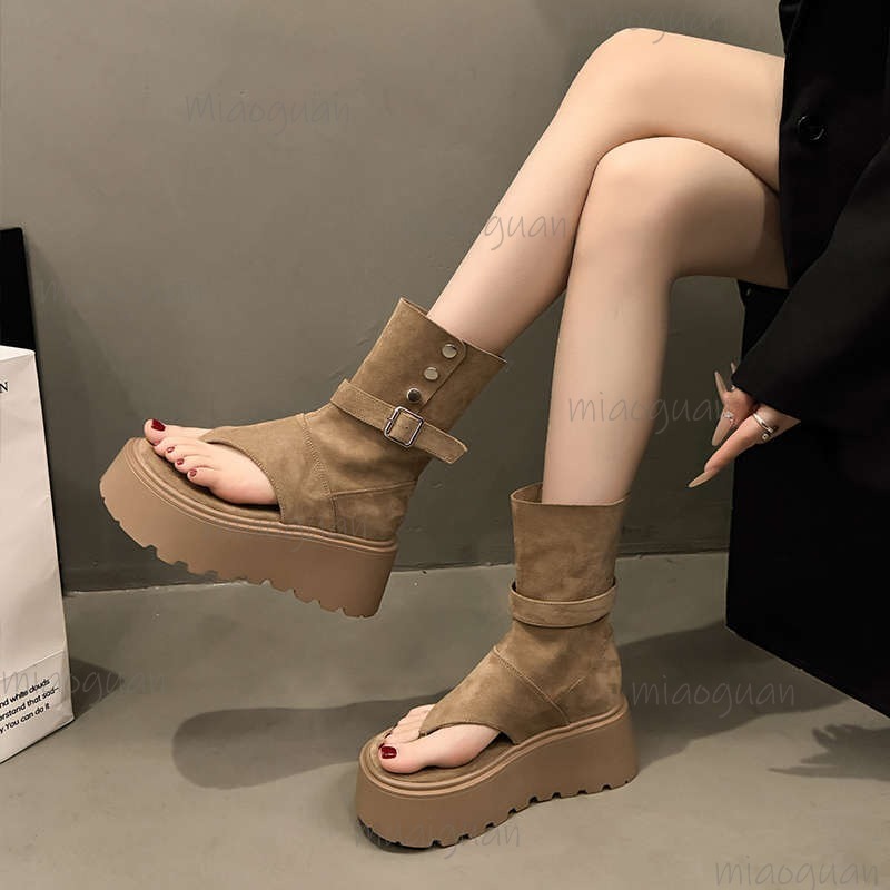 カーキ/ブラックファッションプラットフォームブーツ女性のため - Women Shoes Size Chart のレビューと価格
