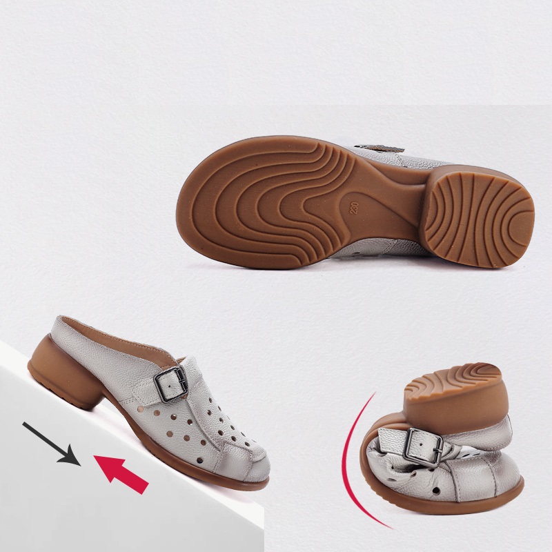 新しい牛革製ローヒールサンダル レディース ホローアウト ミ - Women Shoes Model のレビューと価格