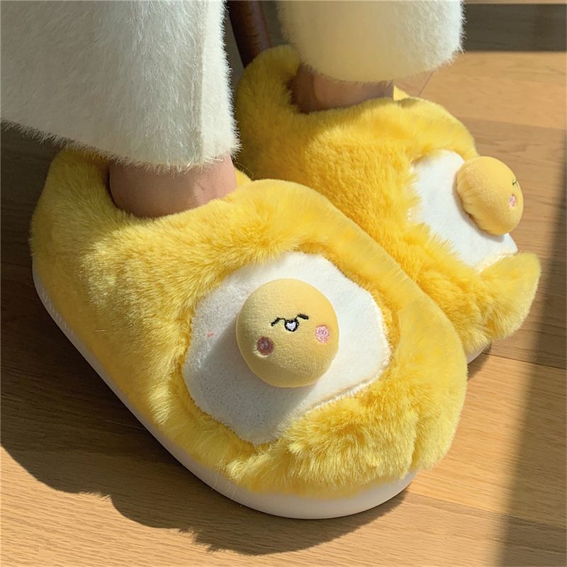 新しい可愛い目玉焼き型ぬいぐるみスリッパ レディース ノベル - Women Shoes For Winter のレビューと価格