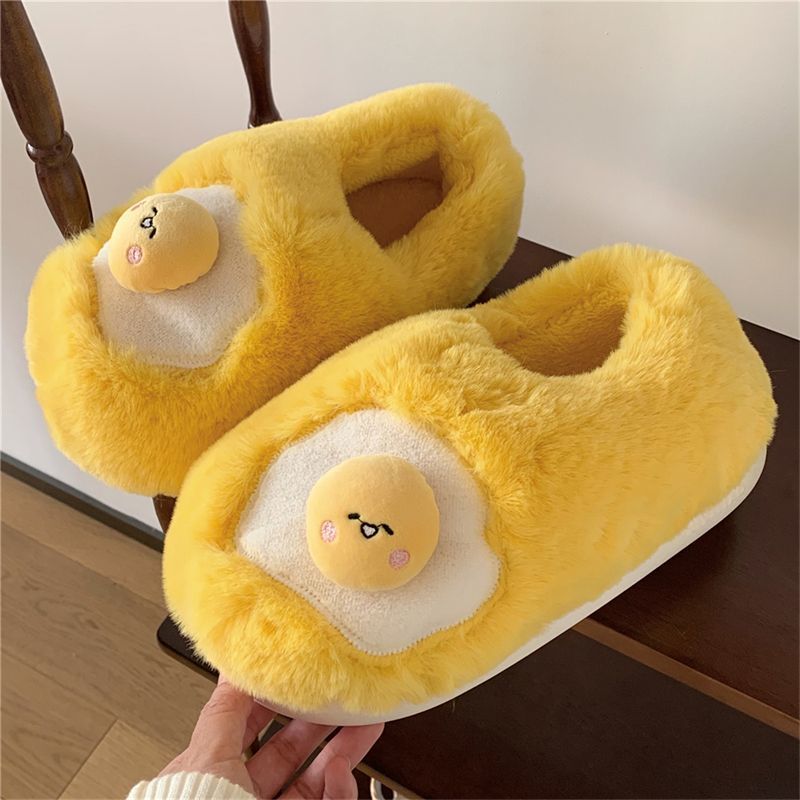新しい可愛い目玉焼き型ぬいぐるみスリッパ レディース ノベル - Women Shoes For Winter のレビューと価格