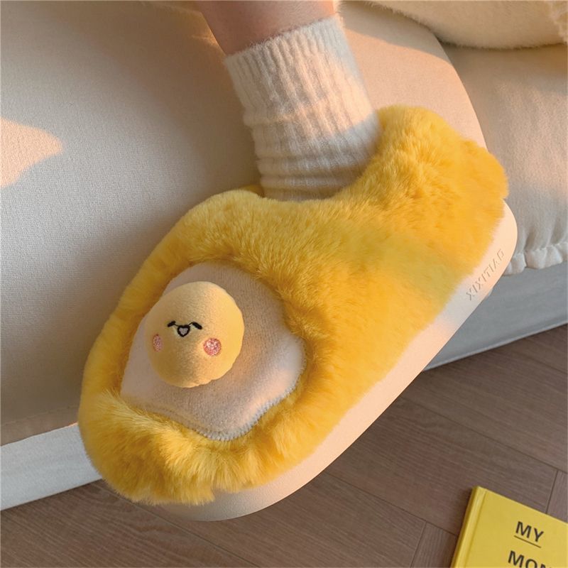 新しい可愛い目玉焼き型ぬいぐるみスリッパ レディース ノベル - Women Shoes For Winter のレビューと価格
