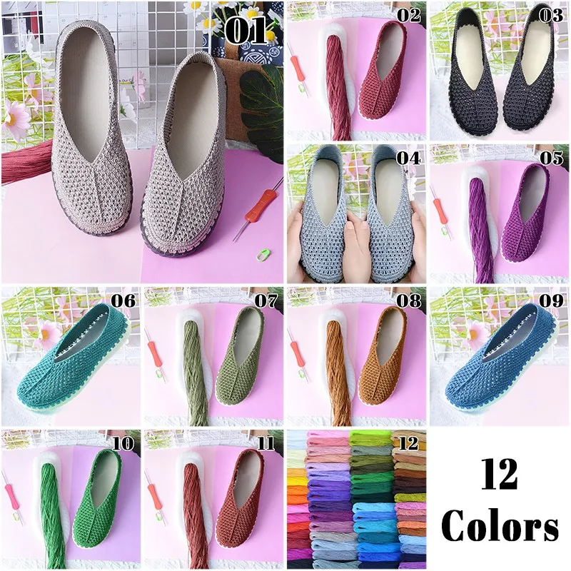 手織り DIY 靴 編み物素材 夏涼しい DIY フック ゴ - Women'S Shoes Hands Free のレビューと価格